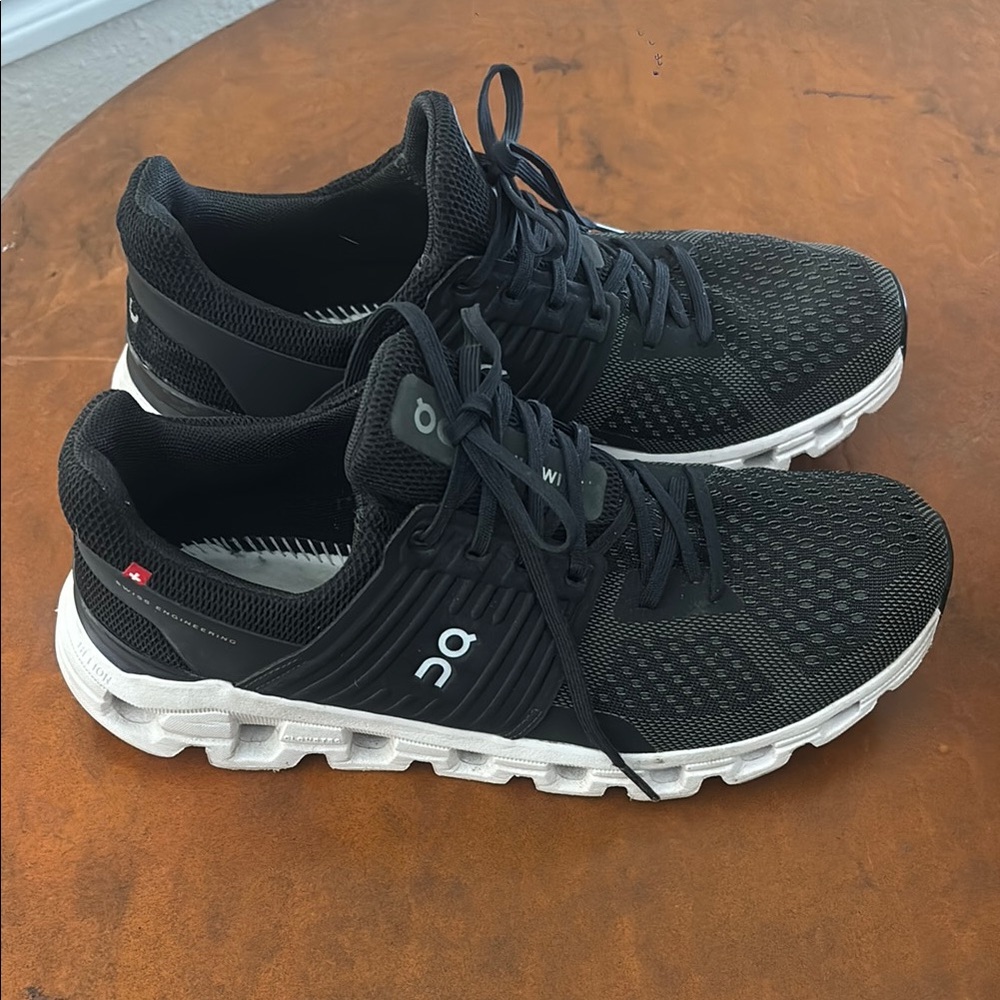 On Running Black and White Athletic Shoes